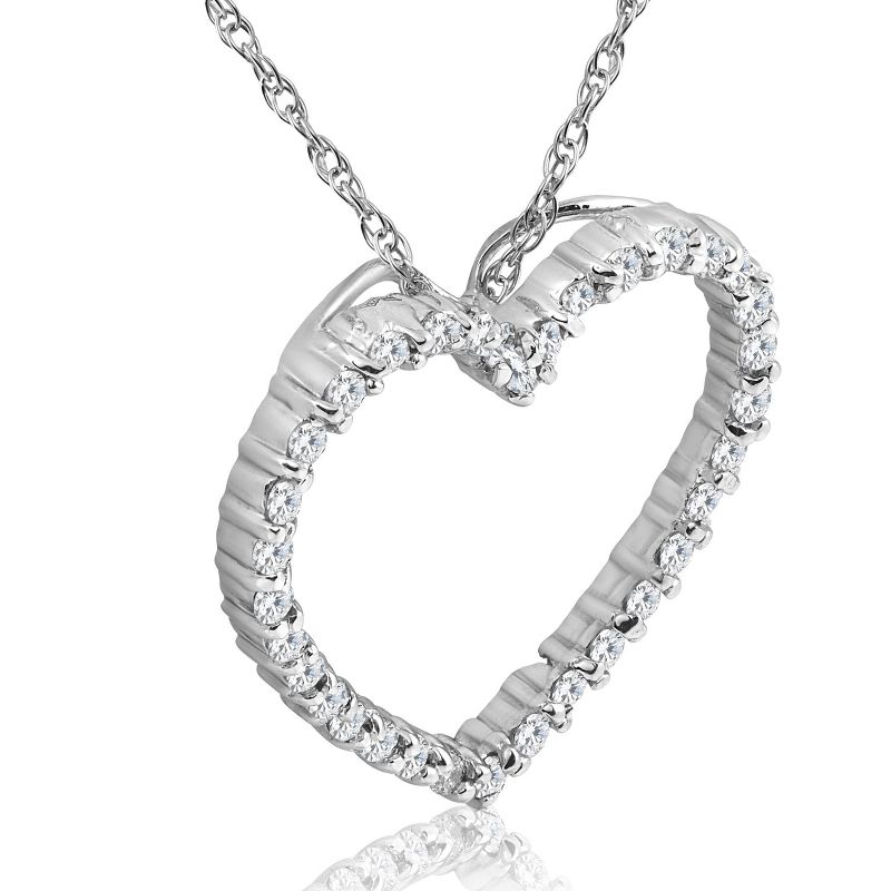 Pompeii3 10K White Gold 1/2ct Lab Created Diamond Heart Pendant 18" Necklace, 3 of 6