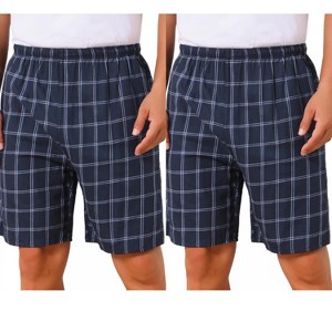 INSPIRE CHIC Men's Summer Lounge Elastic Waistband Casual Plaid Sleep Shorts 2 Packs - 1 of 4