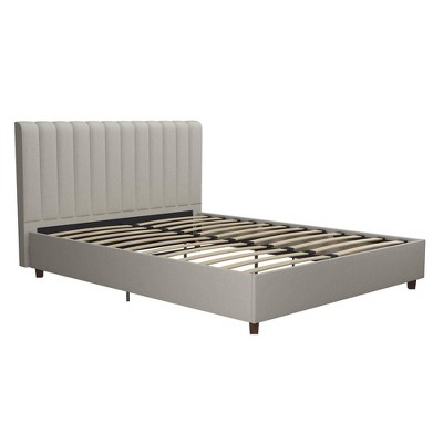 Elegant Queen Gray Linen Tufted Upholstered Bed with Wood Frame