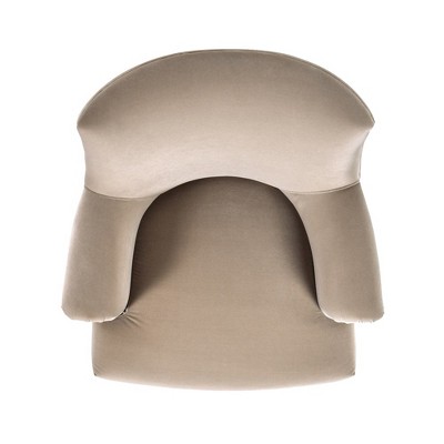 Mink Beige Velvet Armchair with Wood Legs