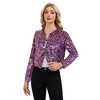 Anna-Kaci Women's Sequin Bomber Jacket with Zipper Front and Ribbed Trim - 3 of 4