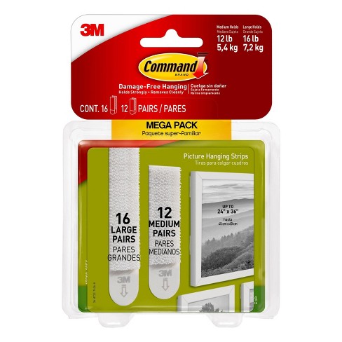 Command 12 lb. Medium White Picture Hanging Strips (6 Pairs of