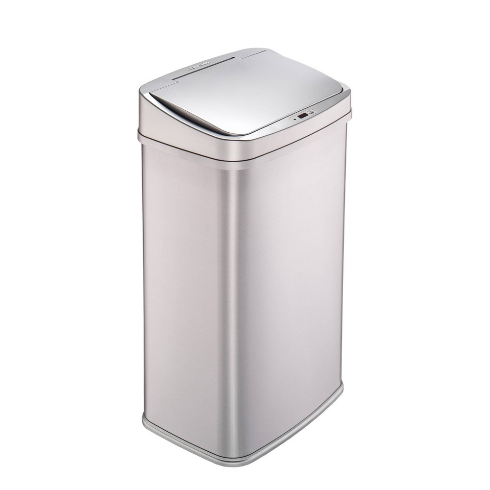 Photos - Waste Bin Nine Stars 13gal Motion Sensor Rectangular Shape Stainless Steel Trash Can Silver: Kitchen Garbage Can, Quiet Lid