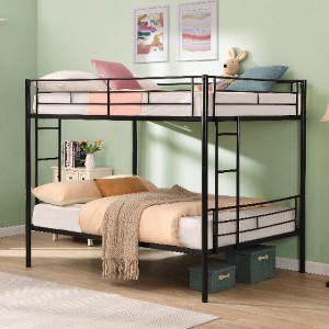 Kumasinova Metal Bunk Bed, Strong Steel Bed Frame with Safe Stairs, Modern Space-Saving Bunk Bed for Teens and Adults, 13" Under-Bed Storage - 1 of 4