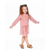 Deux par Deux Girl Bi-Material Dress Dusty Pink with Mesh Skirt and Unicorn - 2 of 4