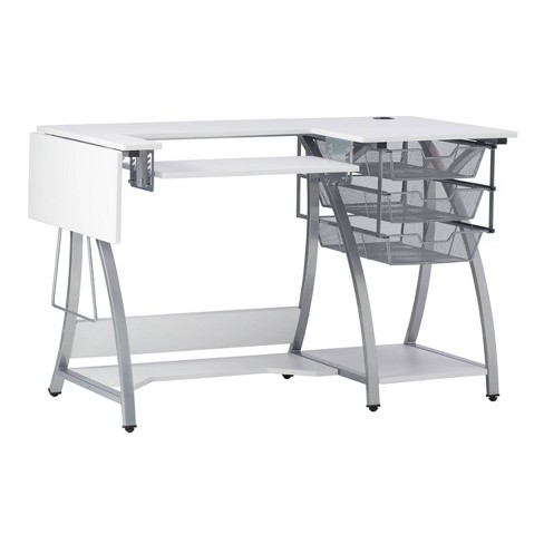 Sew Ready Standing Height Craft/Cutting Table with Baskets (36 H) - Charcoal / White