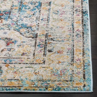 Elysian Distressed Cream/Red Square Wool Blend Area Rug - 6'5" x 6'5"