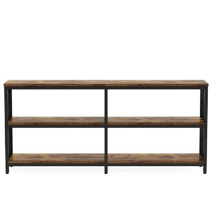 Resenkos Entryway Table, Console Sofa Table,3-Tier Console Table, 70.9" Industrial Sofa Foyer Table for Living Room Brown - 1 of 4