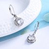 Genuine Crystal Halo Leverback Earrings in 18K White Gold - 4 of 4