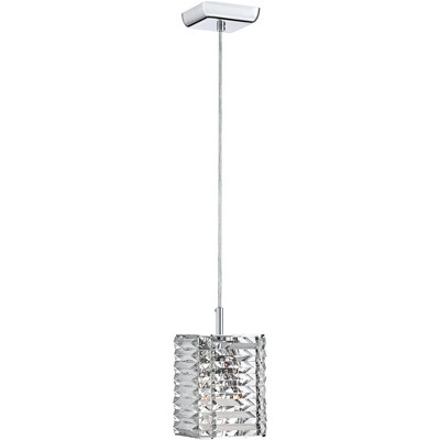 Possini Euro Design Chrome Crystal Mini Pendant Light 6" Wide Modern Halogen Fixture for Kitchen Island Dining Room