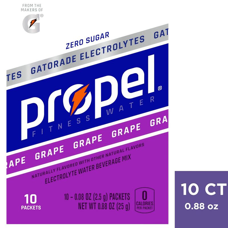 Propel Grape Sports Drink Mix - 10ct/.88oz, 1 of 12