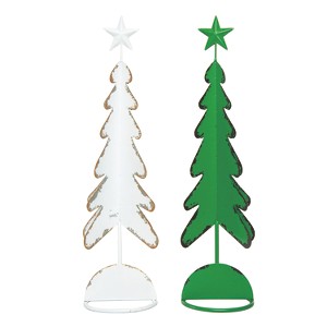 Transpac Small Metal Dimensional Tree Set of 2 Christmas Home Decorations - 1 of 1