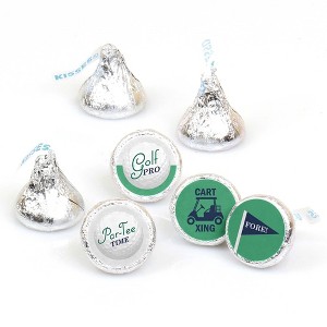 Big Dot of Happiness Par-Tee Time - Golf - Birthday or Retirement Party Round Candy Sticker Favors - Labels Fits Chocolate Candy (1 sheet of 108) - 1 of 4