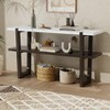 KWPZQEB Narrow Console Table with Marble-Effect Top, Farmhouse Entryway Table with Storage Shelf & Hollow Legs, Sofa Table for Living Room, Hallway - 3 of 4