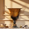 Vintage French Metal Urn Planter ¨C Distressed Black & Gold Decorative Flower Pot with Handles - 3 of 4