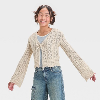 Girls' Open Knit Flyaway Cardigan - art class™