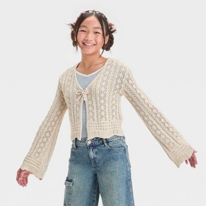 Girls' Open Knit Flyaway Cardigan - art class™ - 1 of 3