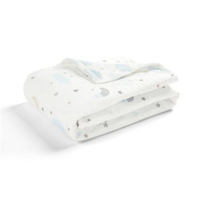 Lush Décor Soft & Plush Oversized Reversible Baby Blanket Goodnight Little Moon  - Blue