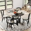 TackView 59''Round Dining Table for 4-6, Farmhouse Dinner Table with Wooden Tabletop, Adjustable Feet, Metal Base, for Living Room - 2 of 4