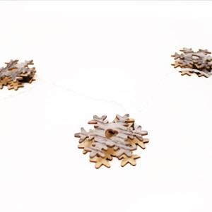 Perfect Holiday 10 LED Battery Operated String Light with Wooden Snowflake - Warm White - 1 of 4