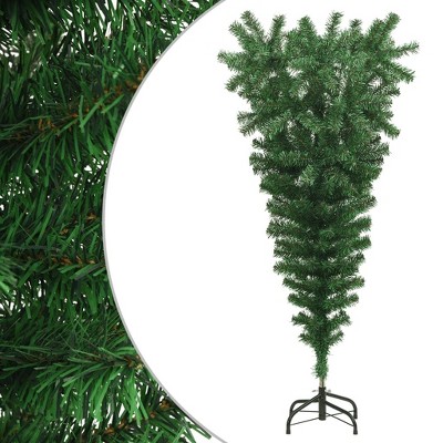 vidaXL Upside-Down Artificial Christmas Tree – 5ft PVC Tree with Stand, Green