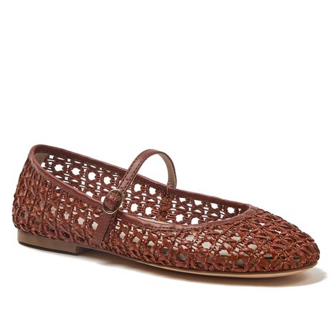 Обувь Lands' End Women's Woven Mary Jane Flats - 6 - Cognac