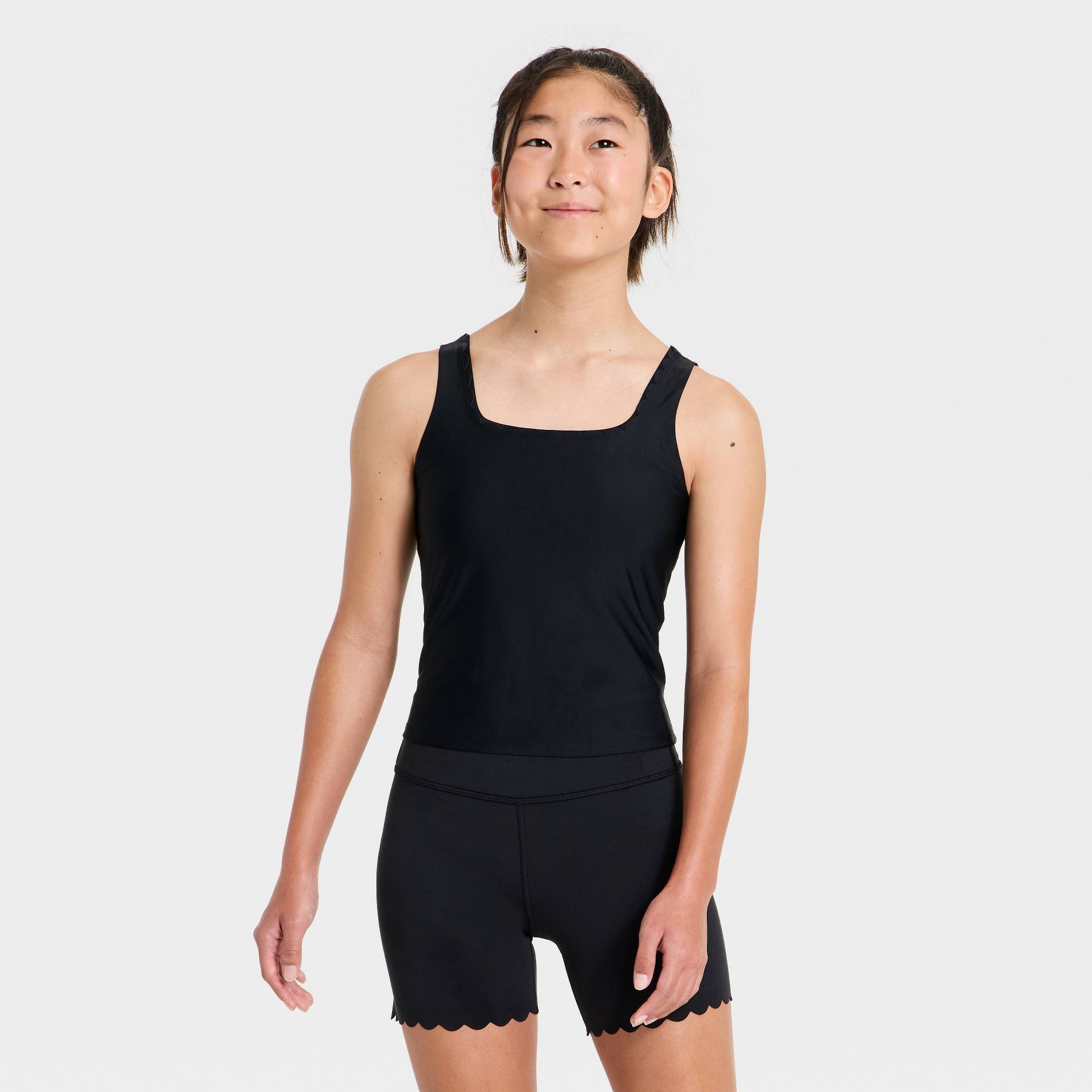 Girls' Active Scallop Crop Tank Top - All In Motion™