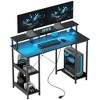 HOMCOM Reversible Computer Desk with Power Outlets and LED Lights, Home Office Desk with Monitor Stand and Storage Shelves - 4 of 4