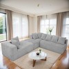 130'' U-Shaped Modular Sectional Sofa, Striped Corduroy Fabric Couch with Reversible Chaise, No Assembly, Deep Seats, Custom Layout for Living Room - 2 of 4