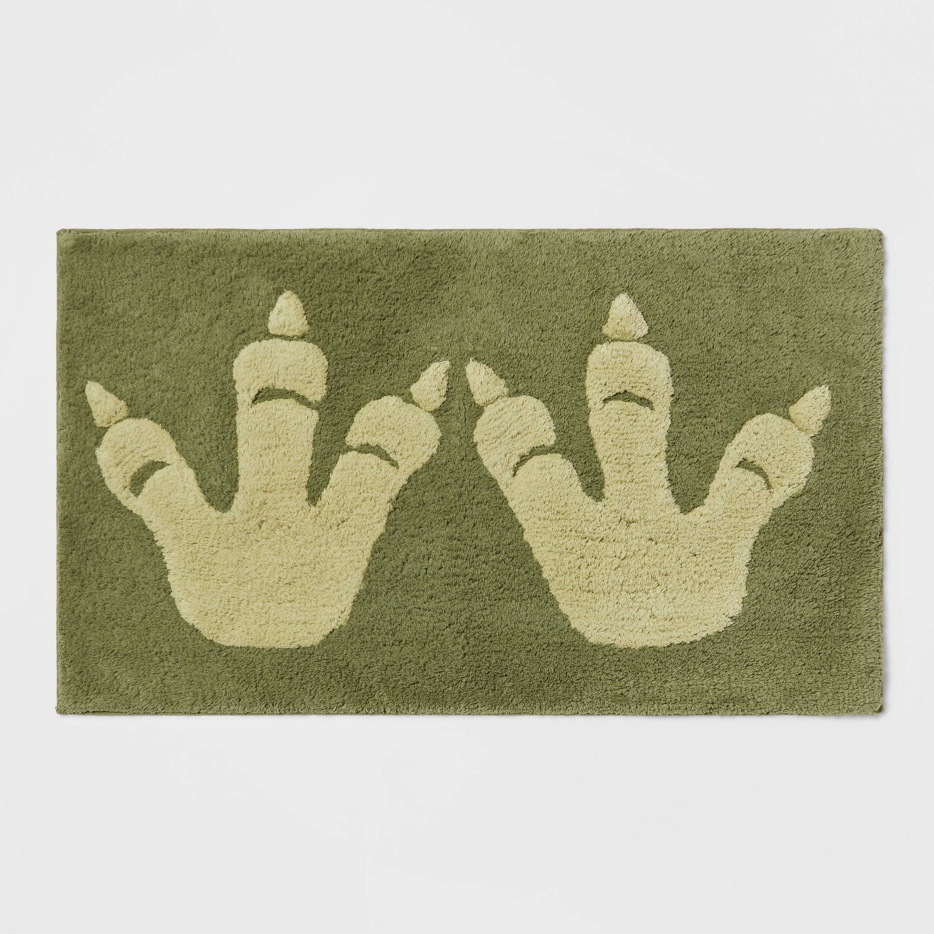 Dinosaur Feet Kids' Bath Rug - Pillowfort™: Aqua Green Tufted Cotton, Medium Pile, Kids Bathroom Mat, 1'8"x2'10"