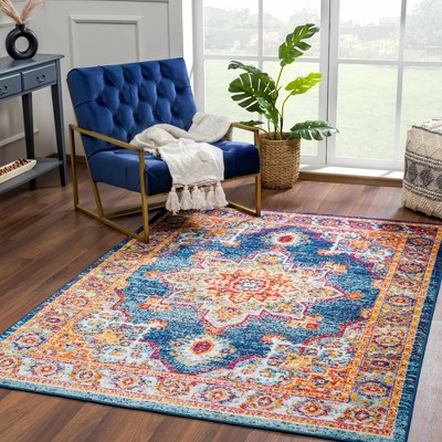 Hauteloom Istanbul Medallion Blue & Orange Area Rug