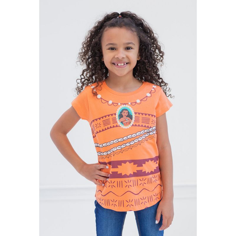 Disney Princess Ariel Moana Jasmine Belle Cinderella Aurora Tiana Girls 4 Pack Graphic T-Shirts Toddler to Big Kid, 2 of 10