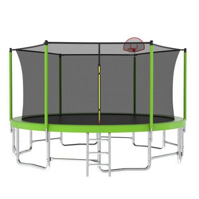 BestParts 15FT Trampoline with Basketball Hoop, Ladder & Safety Enclosure