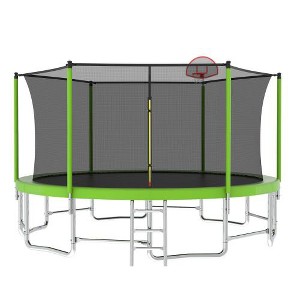 BestParts 15FT Trampoline with Basketball Hoop, Ladder & Safety Enclosure - 1 of 4