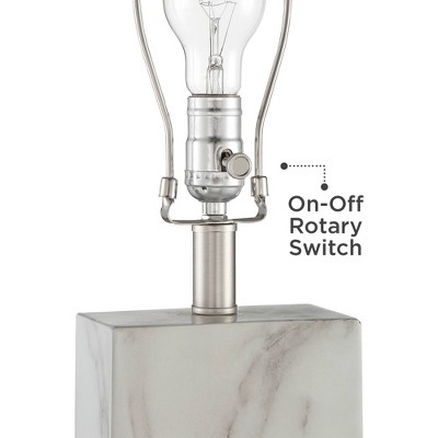 Connie 27'' White Faux Marble Modern Table Lamps with USB Ports, Set of 2