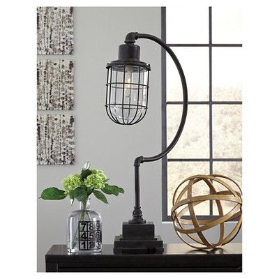 Edison Black Metal Desk Lamp with Glass Shade