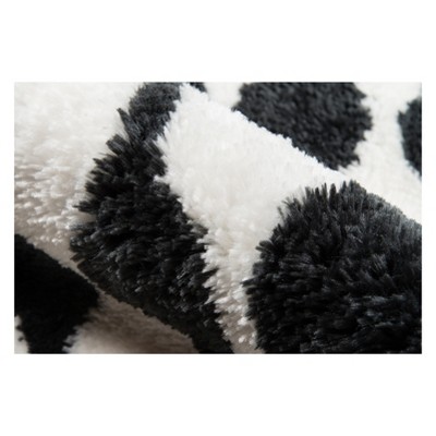 Black and Ivory Hand-Tufted Shag Area Rug 2' x 3'