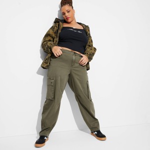 Women's Mid-Rise Barrel Cargo Pants - Wild Fable™ - 1 of 3