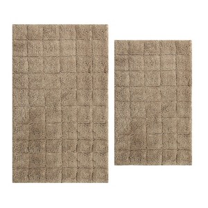 Knightsbridge Stylish And Comfortable Traditional Summer Tile Design 2 PC Cotton Bath Rug Set 20"x30" & 24"x40" Natural - 1 of 4