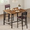 3-Piece Counter Height Dining Table Set: 2 Upholstered Bar Stools with Backrest & Footrest, Corner Protector. Ideal for Kitchen, Apartment. - 3 of 4