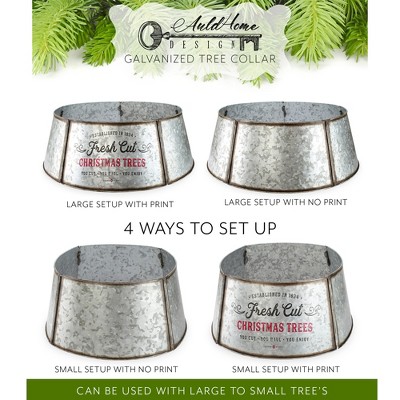 Galvanized Metal Christmas Tree Collar with Fresh Cut Design