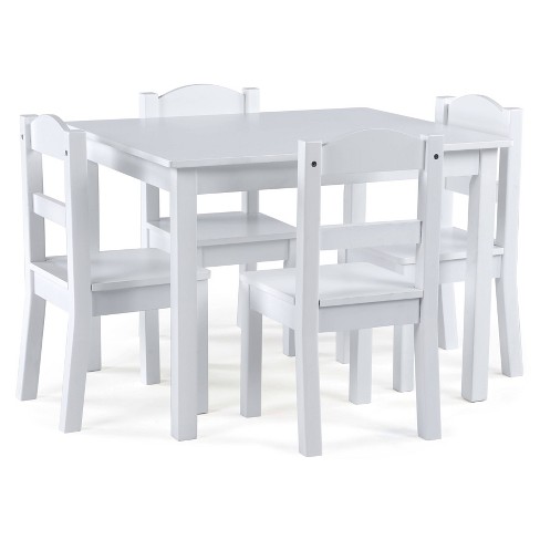 5pc Kids Wood Table and Chair Set White Humble Crew