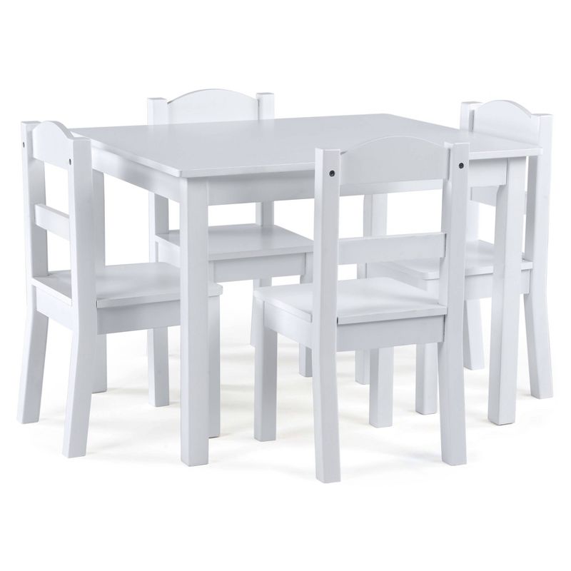 5pc Kids&#39; Wood Table and Chair Set White - Humble Crew, 1 of 8
