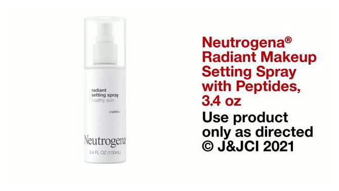 Neutrogena Healthy Skin Radiant Makeup Setting Spray with Antioxidants &#38; Peptides for Long Lasting, Healthy Looking, Glowing Skin, 3.4 fl oz, 2 of 9, play video