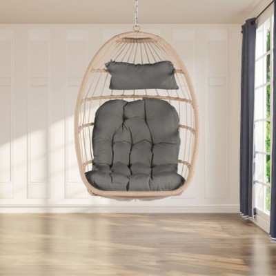 Outdoor Garden Rattan Egg Swing Chair Hanging Chair for Bedroom Living Room Balcony