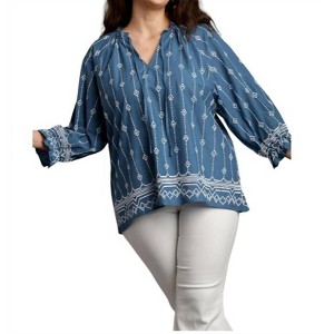 Women's Embroidered Tie Front Top - umgee - 1 of 4