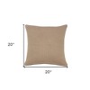 HomeRoots 20" X 20" Taupe And Brown 100% Cotton Zippered Pillow - 3 of 4