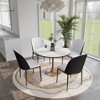 LeisureMod Bristol Round Dining Table with MDF Top and Natural Wood Steel Pedestal Base for Modern Kitchen and Dining Room - 3 of 4