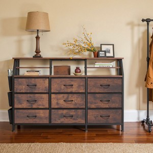 ORRD 55" Wide 9-Drawer Dresser with Shelves & Side Pocket | Fabric Chest of Drawers for Bedroom, Living Room Storage,Black - 1 of 4