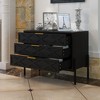 FUFU&GAGA Contemporary Black Standing Dresser with Geometric Texture & Golden Handles for Bedroom and Closet Storage - 2 of 4